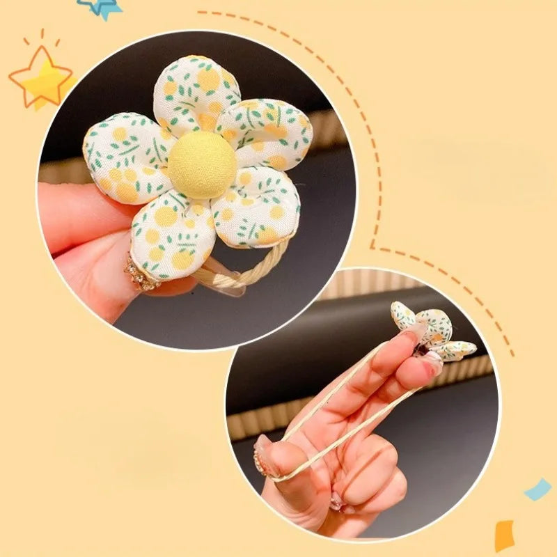 Baby Girl Cute Flower Hair Bands Kids Ponytail Holder Chilren Soft Scrunchies Elastic Rubber Girls