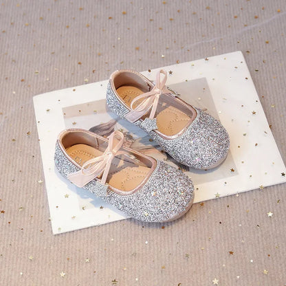 Girls Princess Shoes Round Toes Sweet Bows