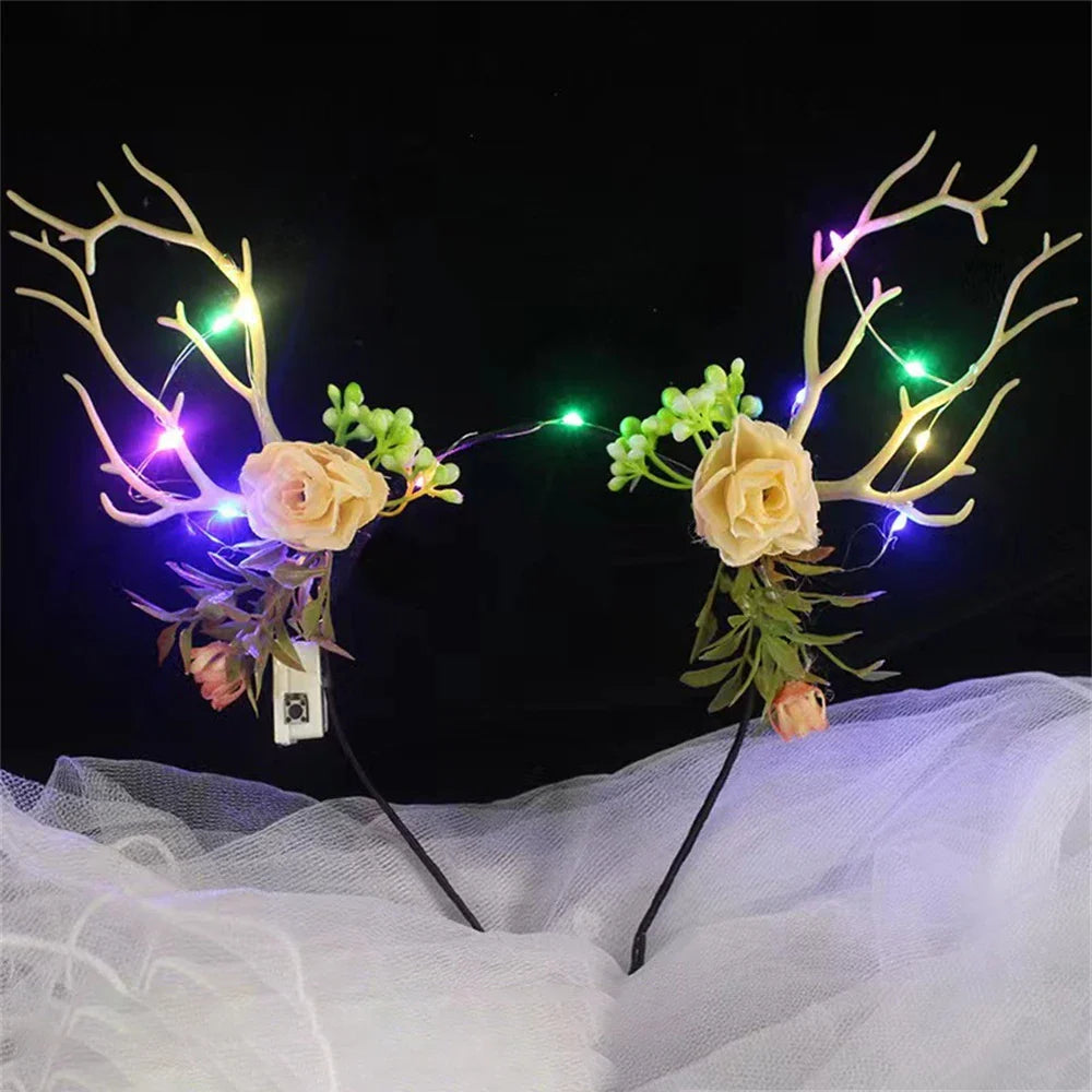 Christmas LED Light Antler Headband Cute  Christmas Party Atmosphere Decoration