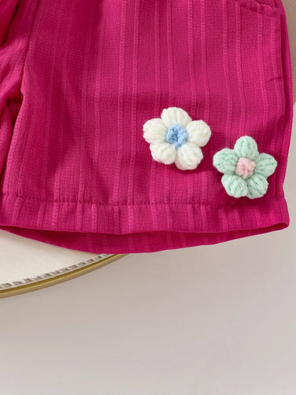 Children's Clothing Sets Small Flower Sleeveless Top + Bow Shorts 2pcs Sets Toddler Girl Clothes Kids Boutique Clothes