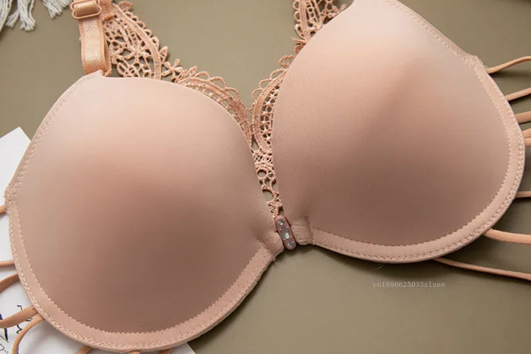 Sexy Woman Silky Underwear Comfortable Adjustable Bra Underwire Back Floral Embroidery Seamless Bra for Women Intimate Sleepwear