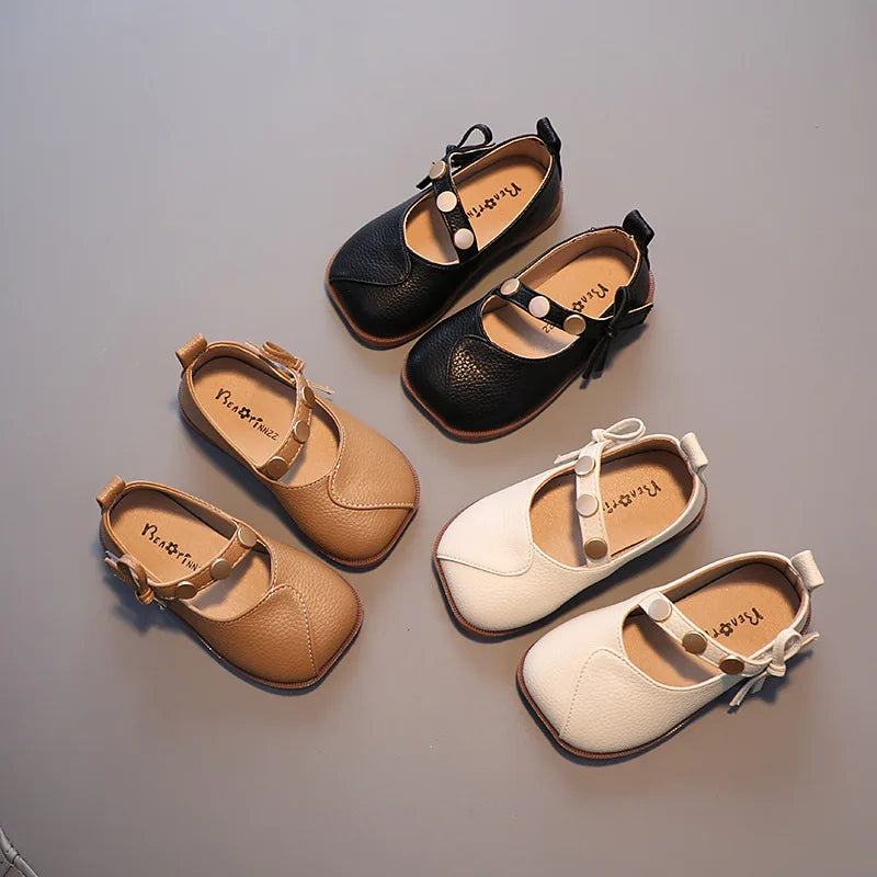 Autumn New Kids Leather Shoes Simple Girl Casual Shoe Comfort Child Performance Shoes