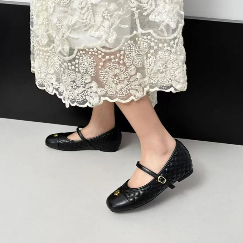 Spring and Autumn temperament commuting shallow mouth single shoe square toe Mary Zhen single shoe women