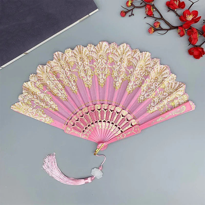 Wedding,Dance,Handheld,Folding Fan,Plastic Fan,Chinese Style,Art Craft