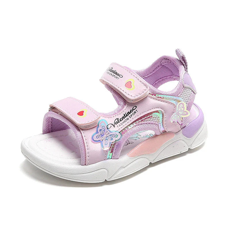 Sandalias Princess Sandals Summer New Cartoon Girl Shoe Soft Sole Baby Sandals Fashion Beach Shoe Flat Sandals Kid Shoe