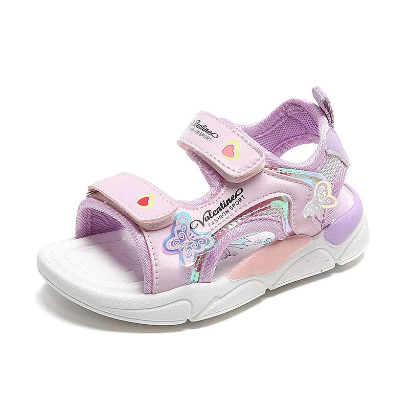 Sandalias Princess Sandals Summer New Cartoon Girl Shoe Soft Sole Baby Sandals Fashion Beach Shoe Flat Sandals Kid Shoe