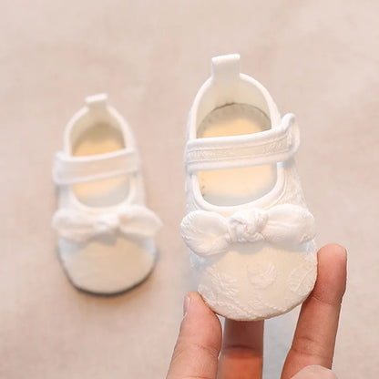 Baby Girls Shoes Non-Slip Soft Soled Lace Bowknot Flats Toddler Girls First Walker Spring Autumn Princess Shoes
