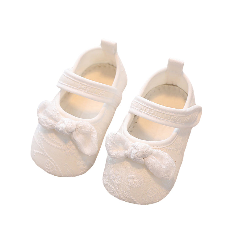 Baby Girls Shoes Non-Slip Soft Soled Lace Bowknot Flats Toddler Girls First Walker Spring Autumn Princess Shoes