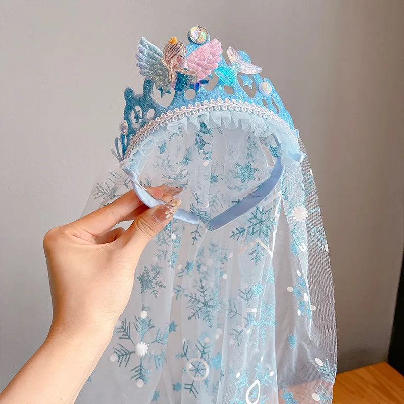 Baby Girls Pink Butterfly Fairy Magic Wand Toddler Snowflake Princess Cos Props Mermaid Cos Crown Photography Props