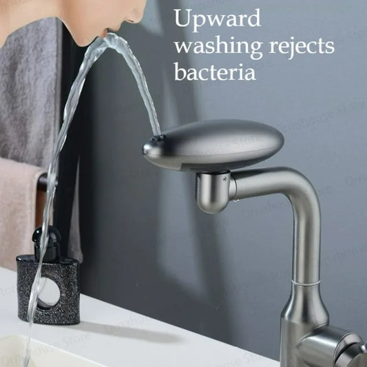 Multi Functional Waterfall Basin Faucet 4 Modes Stream Sprayer 360° Rotation Hot Cold Water Sink Mixer Stainless Steel  Wash Tap