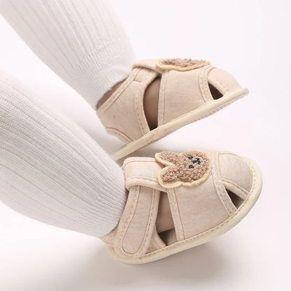 Summer Baby Walking Shoes Baby Shoes Male Sandals Female Cute Cartoon Breathable Shoes Soft Sole Non slip Shoes Headband