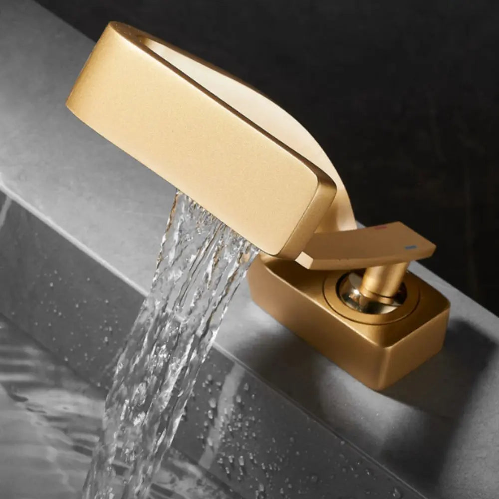 Matte Golden White Basin Faucet Black Chrome Brushed Gold Mixer Tap Hot Cold Water Single Handle Waterfall Tap Bathroom Use