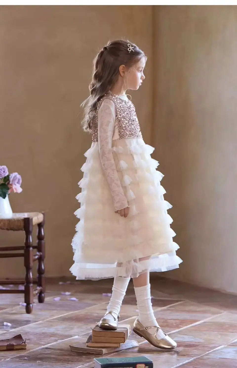 New Summer Party Dress for Kids Girls Sequined Sleeveless Mesh Cake Princess Dress Fashionable and Comfortable Skirt S4016