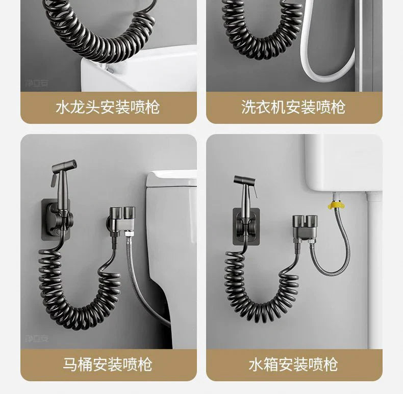 Handheld Toilet Bidet Faucet Sprayer Stainless Steel Bathroom Bidet Spraye Set Hand Sprayer Shower Head Self Cleaning No Punch