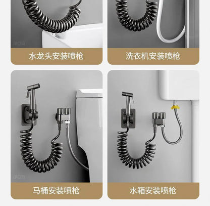 Handheld Toilet Bidet Faucet Sprayer Stainless Steel Bathroom Bidet Spraye Set Hand Sprayer Shower Head Self Cleaning No Punch