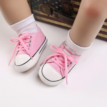Baby Boys Girls Canvas Shoes Non-slip Rubber Sole Comfortable Soft Unisex Baby Basketball Shoes 0-18M