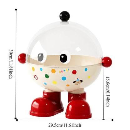 Dopamine Large Capacity Snack Fruit Plate Cartoon High Foot Design Drain Basket Thickened with Lid Tea Table Plate Living Room