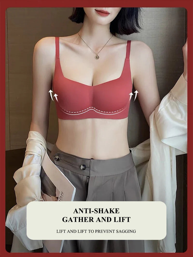 Wireless Push Up Bra for Women Soft Comfortable Anti-Sagging Upper  Support Gathering Lingerie Small Breasts ABC Cup Underwear