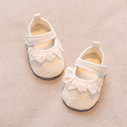 Baby Girls Shoes Non-Slip Soft Soled Lace Bowknot Flats Toddler Girls First Walker Spring Autumn Princess Shoes