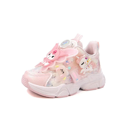 Girls Leather Hook-and-Loop Shoes - Non-Slip Thick Sole Chunky Sneakers Soft Bottom Fashion Casual Shoes for Kids