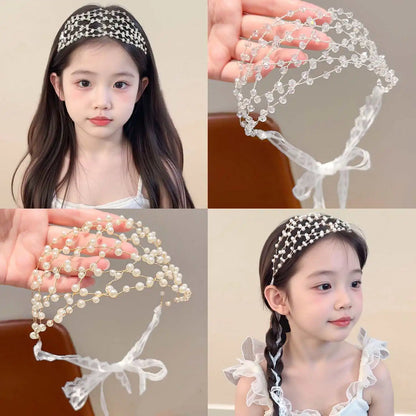 Children's hair band crystal pearl princess ribbon hair braid little girl not hurt hair braid Fried Dough Twists braid girl head
