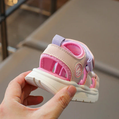 Summer Anti-Slippery Little Kids Sandals for Girls Non-Slip Soft Sole Toddler Beach Shoes School Versatile Chic Casual Footwear