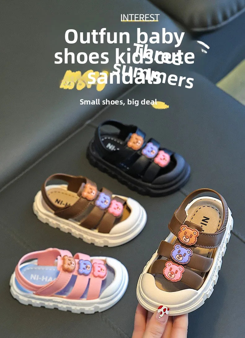 Summer Indoor Outdoor Anti-slip Soft Bottom Girls Boys Toddler Kids Sandals PVC Sole Comfortable