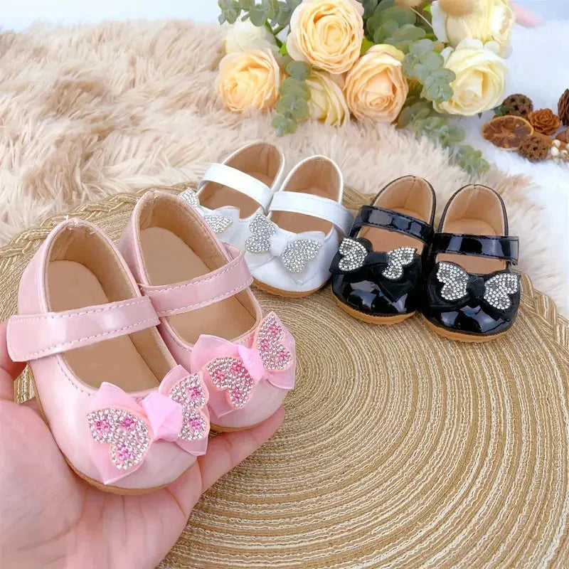 Spring and Autumn Bow Mary Jane Princess Shoes  Baby Girl Rubber Bottom Anti slip Sneaker