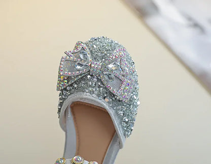 New Children Princess Shoes for Girls Bowtie Glitter Children Baby Dance Shoes Bling Bling Party Casual Toddler Girl Sandals