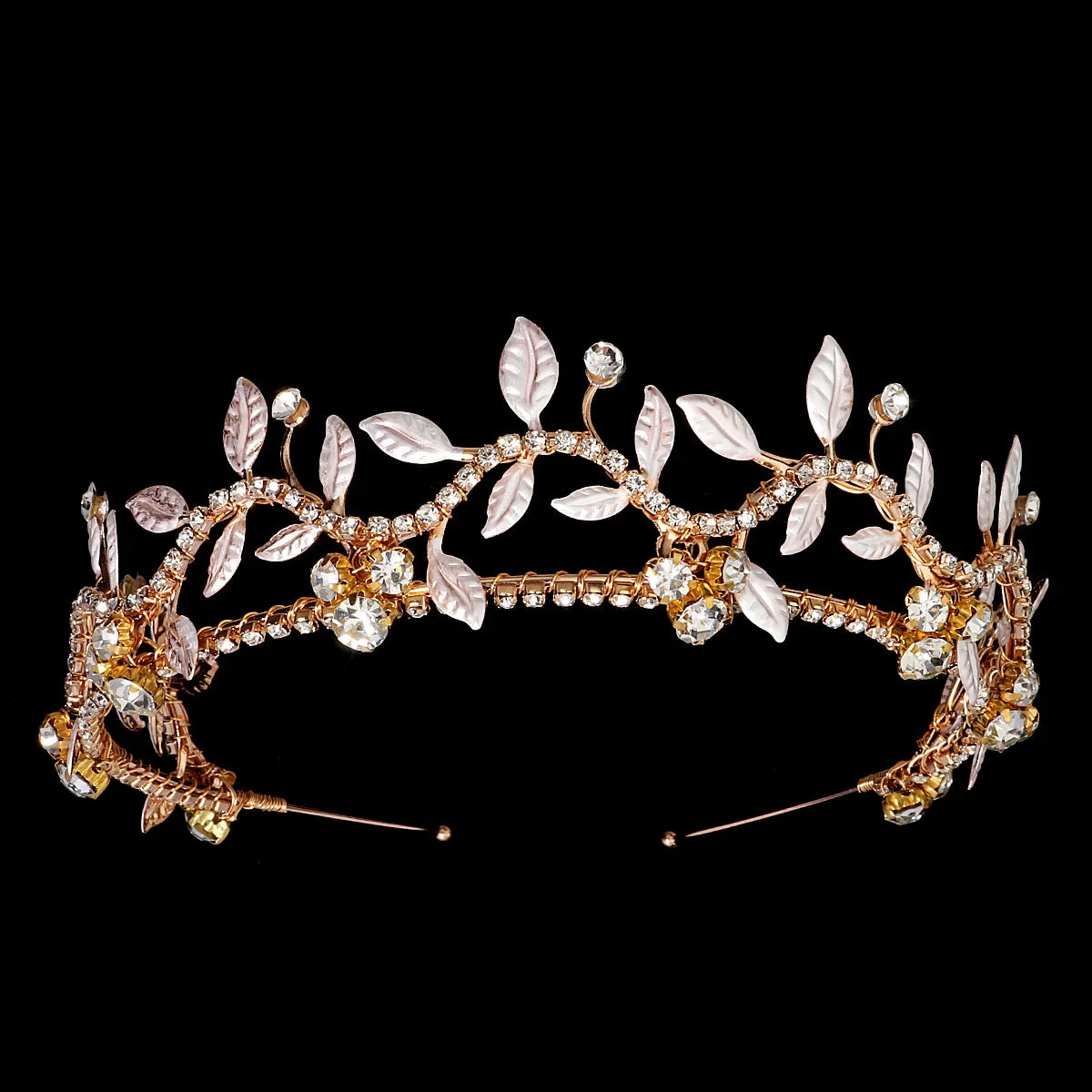 Efily Gold Color Wedding Tiaras and Crowns for Pearl Rhinestone Headband Bride Headpiece Jewelry