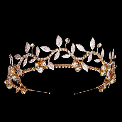 Efily Gold Color Wedding Tiaras and Crowns for Pearl Rhinestone Headband Bride Headpiece Jewelry