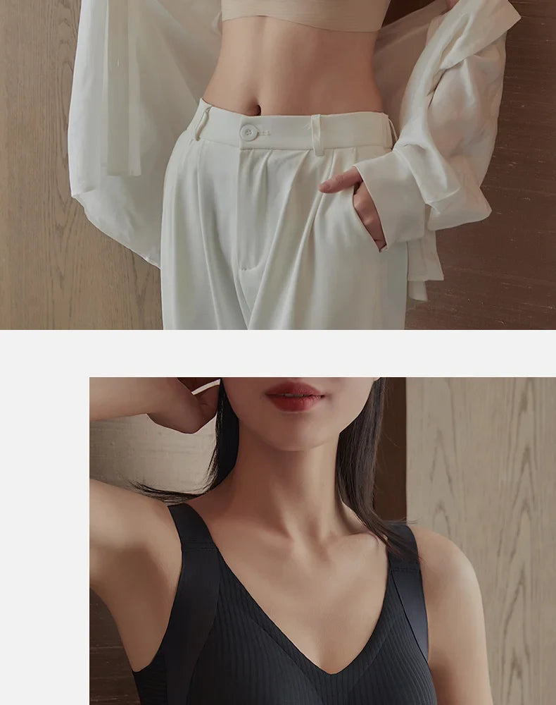 Women's Seamless Underwear Thin with Removable Pads Comfortable Wireless Adjustable Bra Tops Pull-up Anti-sagging Bra