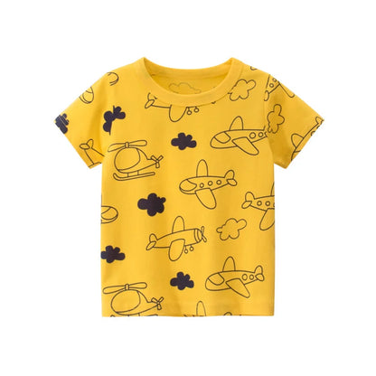 Jumping Meters Hot Selling Boys Girls Summer Baby T Shirts Short Sleeve Cartoon Cars  Toddler Tees Tops Boys Girls Clothing