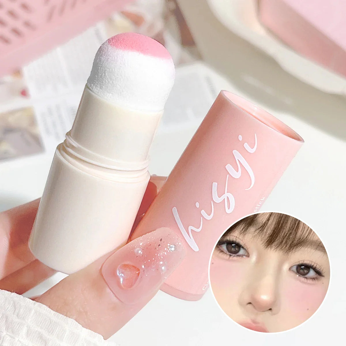 Soft Fog Blush Stick - Energetic and Bouncy, Korean Style, Brightening, Dual-Use for Lips and Cheeks