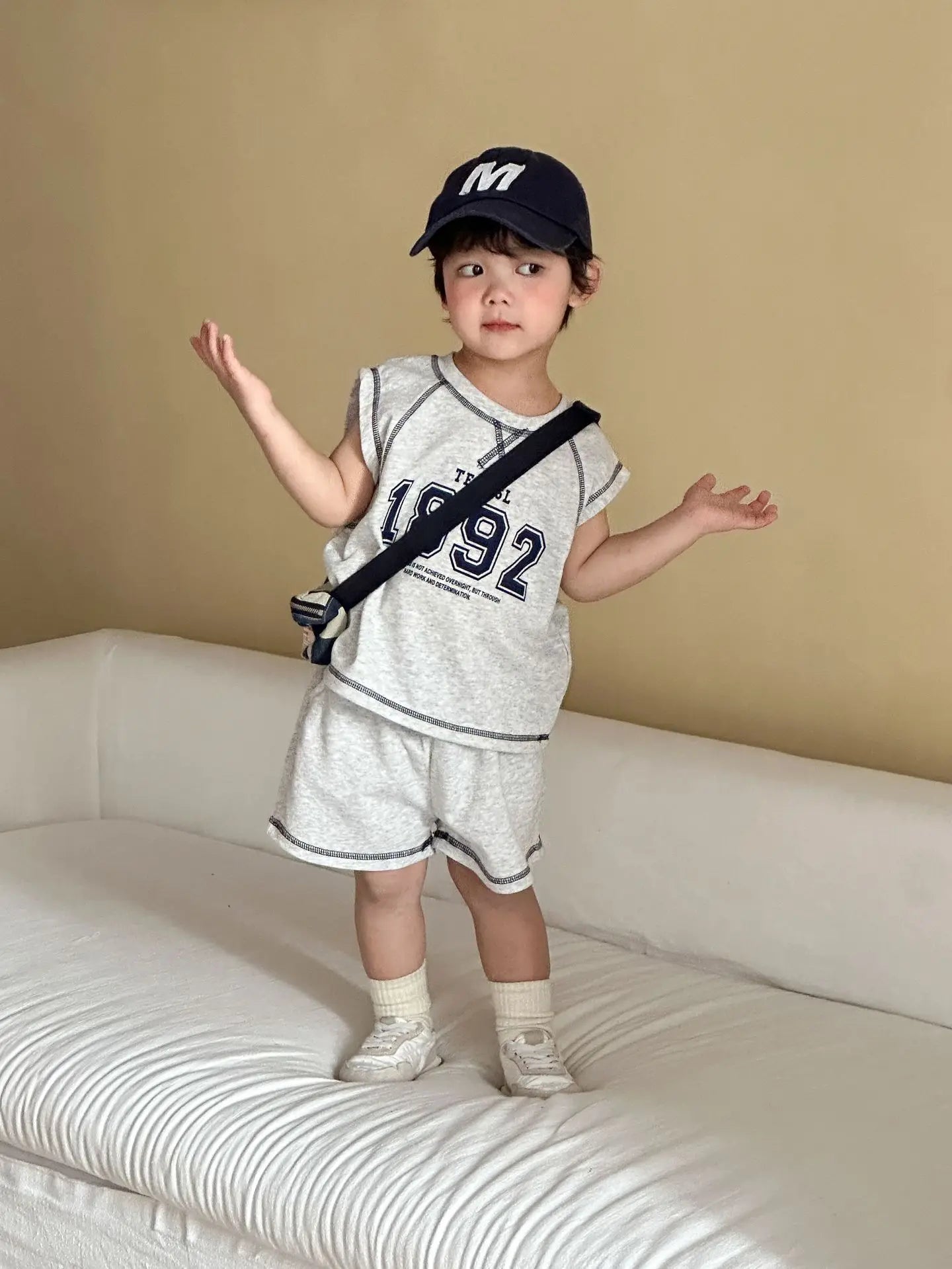 Summer New Children Short Sleeve Clothes Set Boys Letter Print T Shirts 2pcs Suit Girls Vest Dress Kids Brother Sisters Set