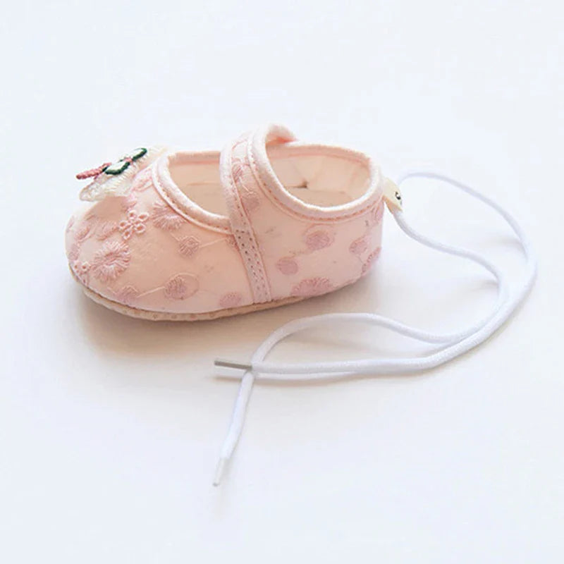 Baby Girl Cute Flats Non-slip Soft Soles Butterfly/Cherry Mary Jane Shoes Casual Walking Shoes for Newborn Toddler