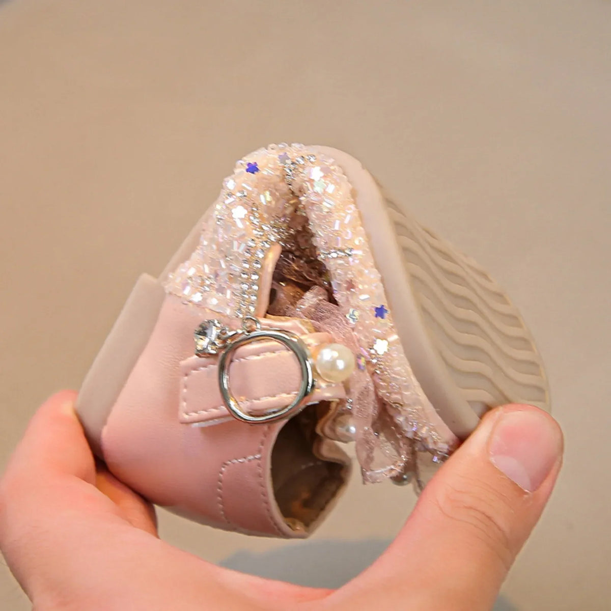 Big Girls Slides Girls Sandals Closed Toe Heels Wedding Party Shoes Sequins Bow For Toddler