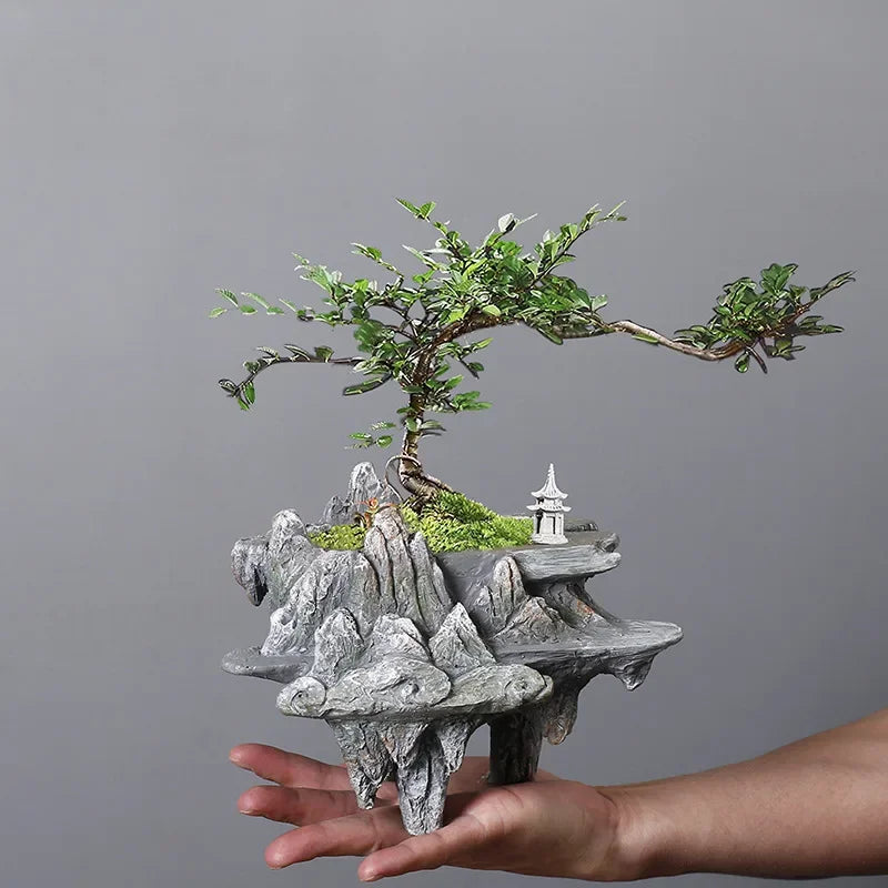Chinese-style personalized retro creative asparagus resin flowerpot indoor fleshy June snow potted flower decoration ornaments