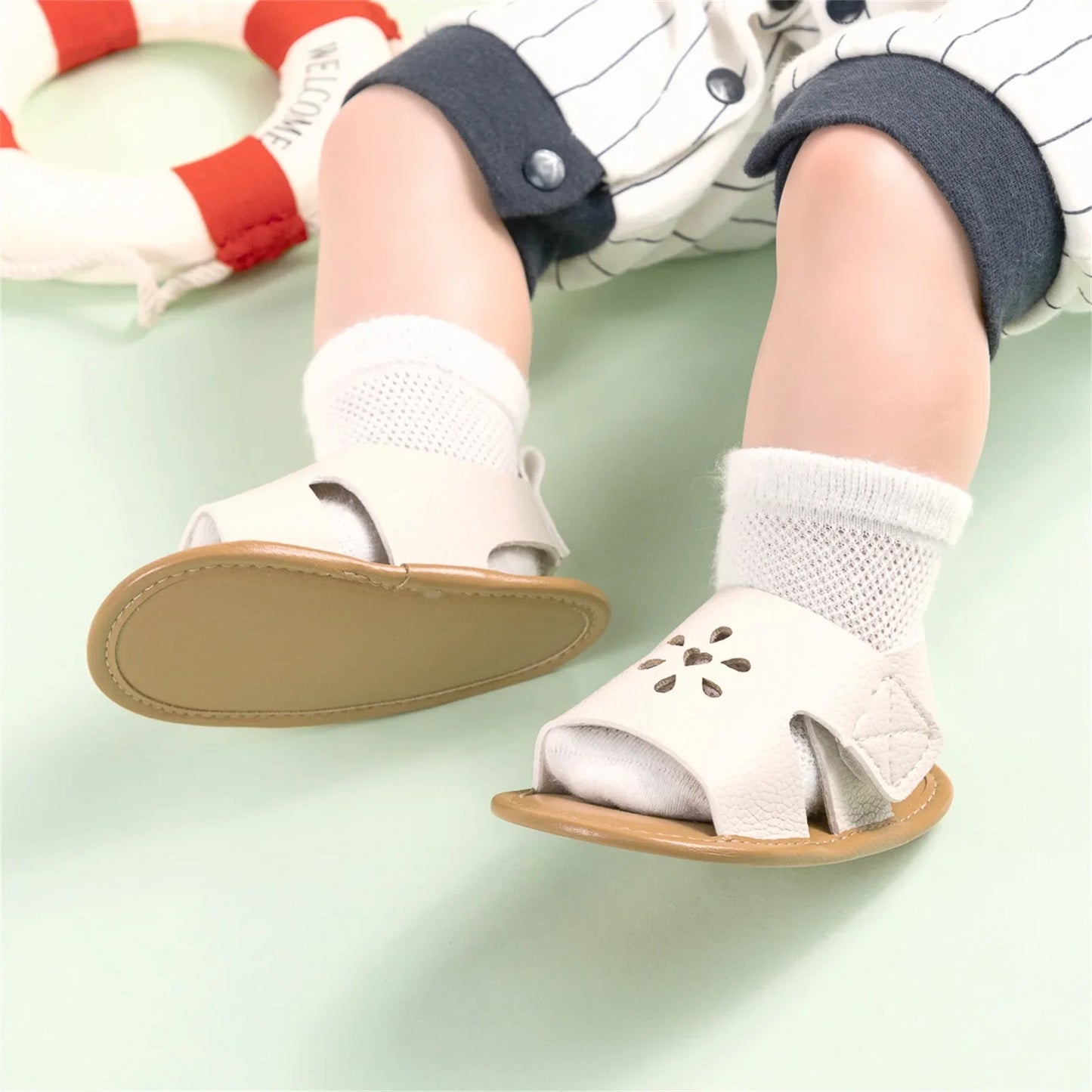 Baby Girl Summer PU Sandals Anti-slip Soft Sole Open-Toe Flower Hollow Shoes for Outdoor, School, Party