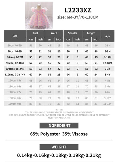 Toddler Girl Party Dress Colorful Gradient 3D Butterfly Prom Gown Girl Bow Lace Birthday Wedding Princess Summer Dresses Evening