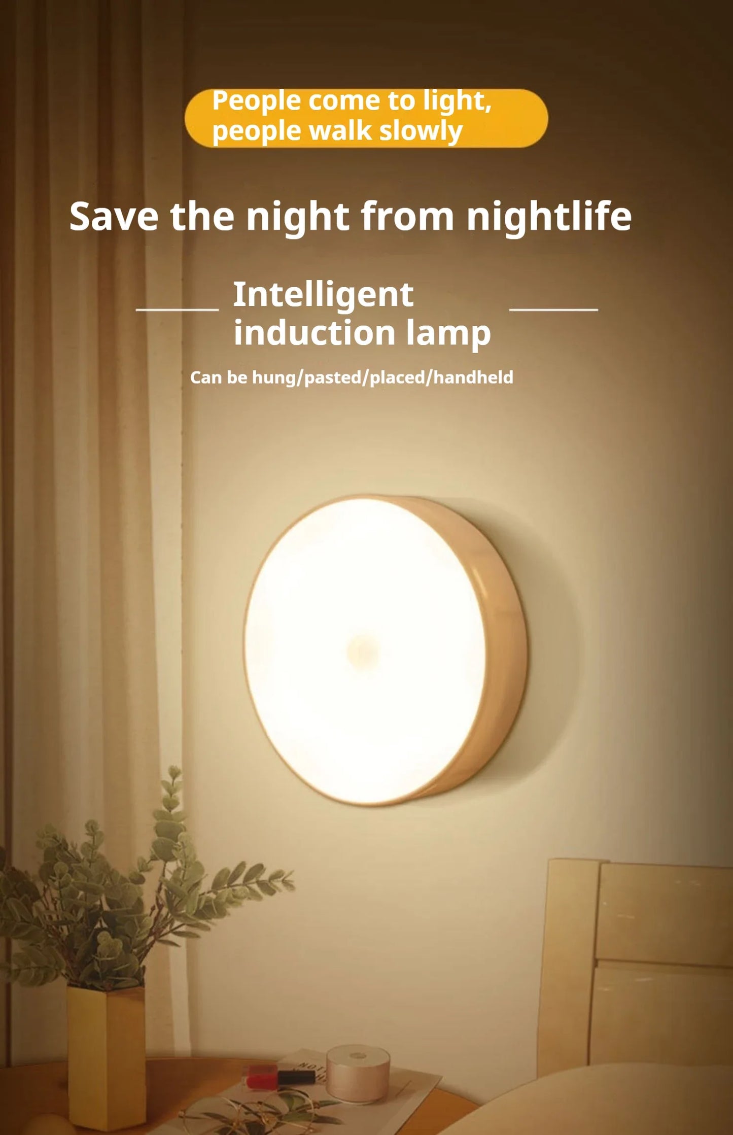 Motion Sensor Night Light - Wireless LED Detector Lamp for Bedroom, Staircase, Closet, and Room Decor-