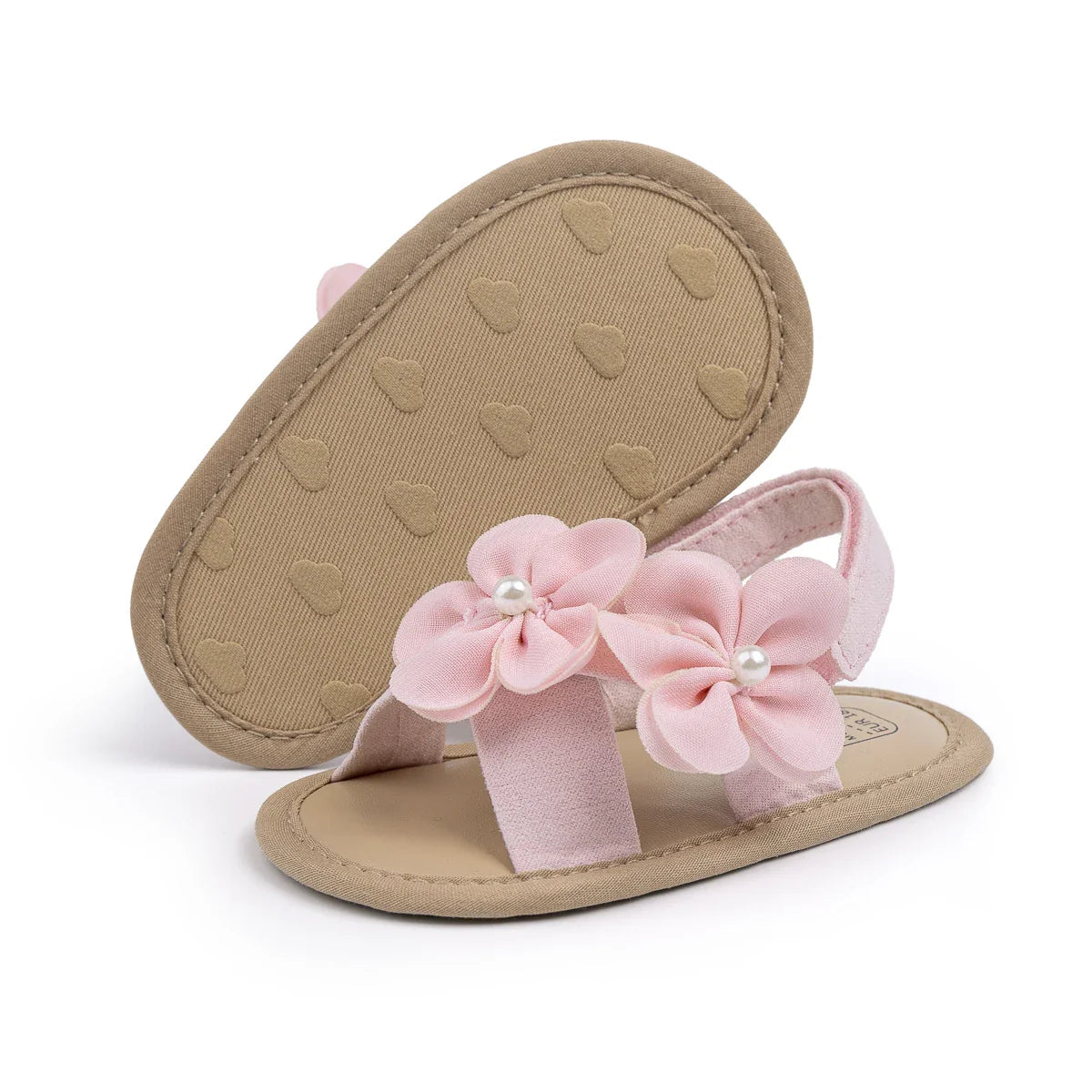 Baby Girls Shoes Flowers With Pearls Summer Cool Princess Sandals Lightweight Comfortable Soft Anti-slip Flat Sole