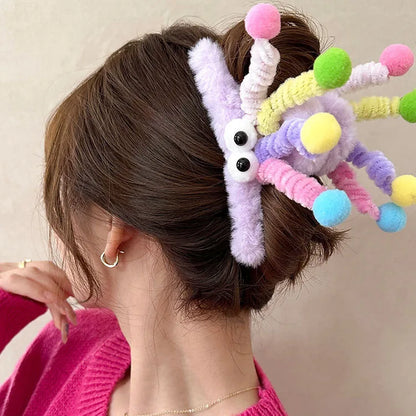 Clip Hair Accessory Thick Hair-Claw Clip Fluffy Plush Hairs Claw Clips for Girls Thick Hair Strong Hold Barrettes