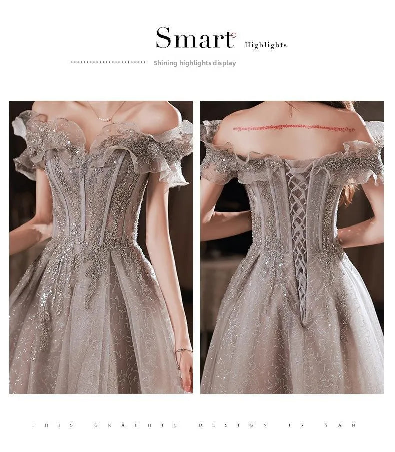 Banquet Evening Dress for Women New Style Spring and Summer One Shoulder Elegant Annual Meeting Host Fairy Style Birthday Dress