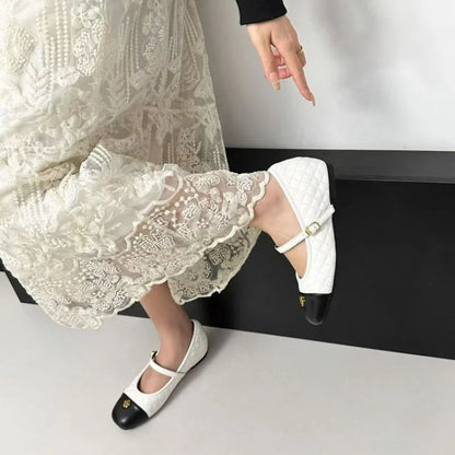 Spring and Autumn temperament commuting shallow mouth single shoe square toe Mary Zhen single shoe women