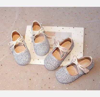 Girls Princess Shoes Round Toes Sweet Bows