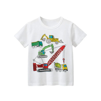 Jumping Meters Hot Selling Boys Girls Summer Baby T Shirts Short Sleeve Cartoon Cars  Toddler Tees Tops Boys Girls Clothing