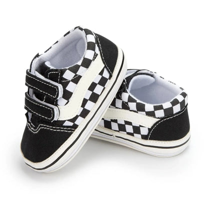 Baby Boy Girl Shoes Canvas Sneakers Non-slip Rubber Sole Plaid Streaks First Walkers Infant Baby Unisex Casual Shoes