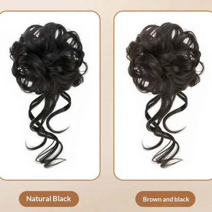 Messy Bun Hair Piece Tousled Updo With Tendrils Hair Bun Extensions Wavy Curly Hair For Women