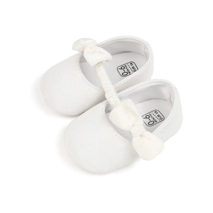 Newborn Baby Girls Mary Jane Flats Cute Bowknot Velvet Toddler Dress Shoes Lovely Princess Infant Crib Shoes for 0-18Months